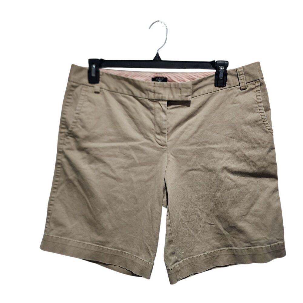 J.Crew Womens Khaki Stretch Shorts Size‎ 14 City Fit Classic Casual